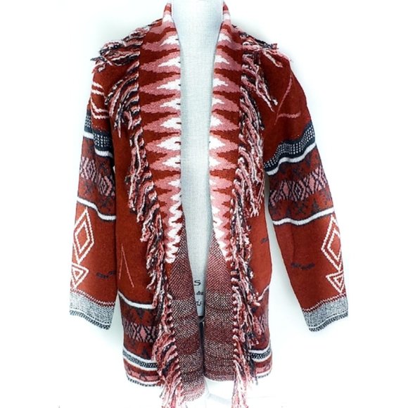 Aztec Southwest Print Cozy Warm Chunky Cardigan - Picture 7 of 8